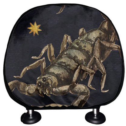 Watercolor Scorpio Zodiac Sign Print Car Headrest Covers