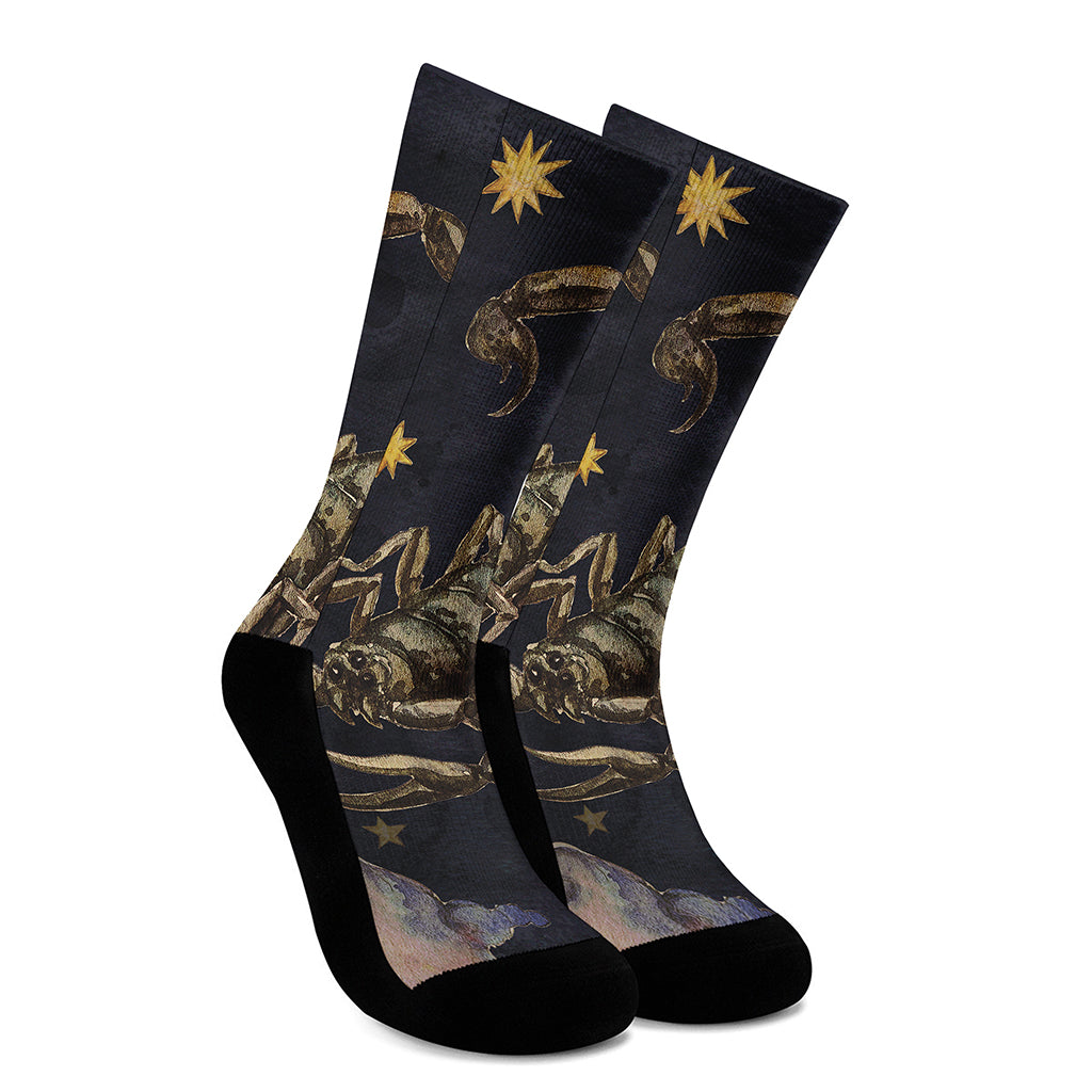 Watercolor Scorpio Zodiac Sign Print Crew Socks