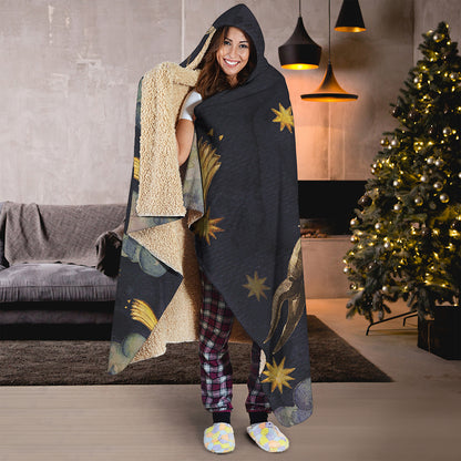Watercolor Scorpio Zodiac Sign Print Hooded Blanket