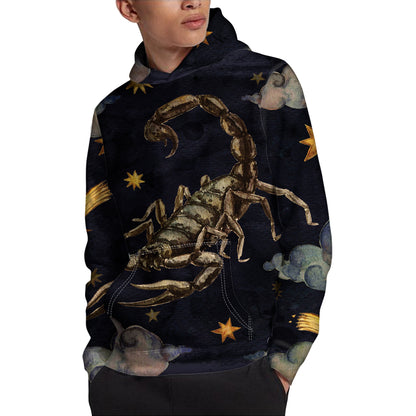 Watercolor Scorpio Zodiac Sign Print Pullover Hoodie