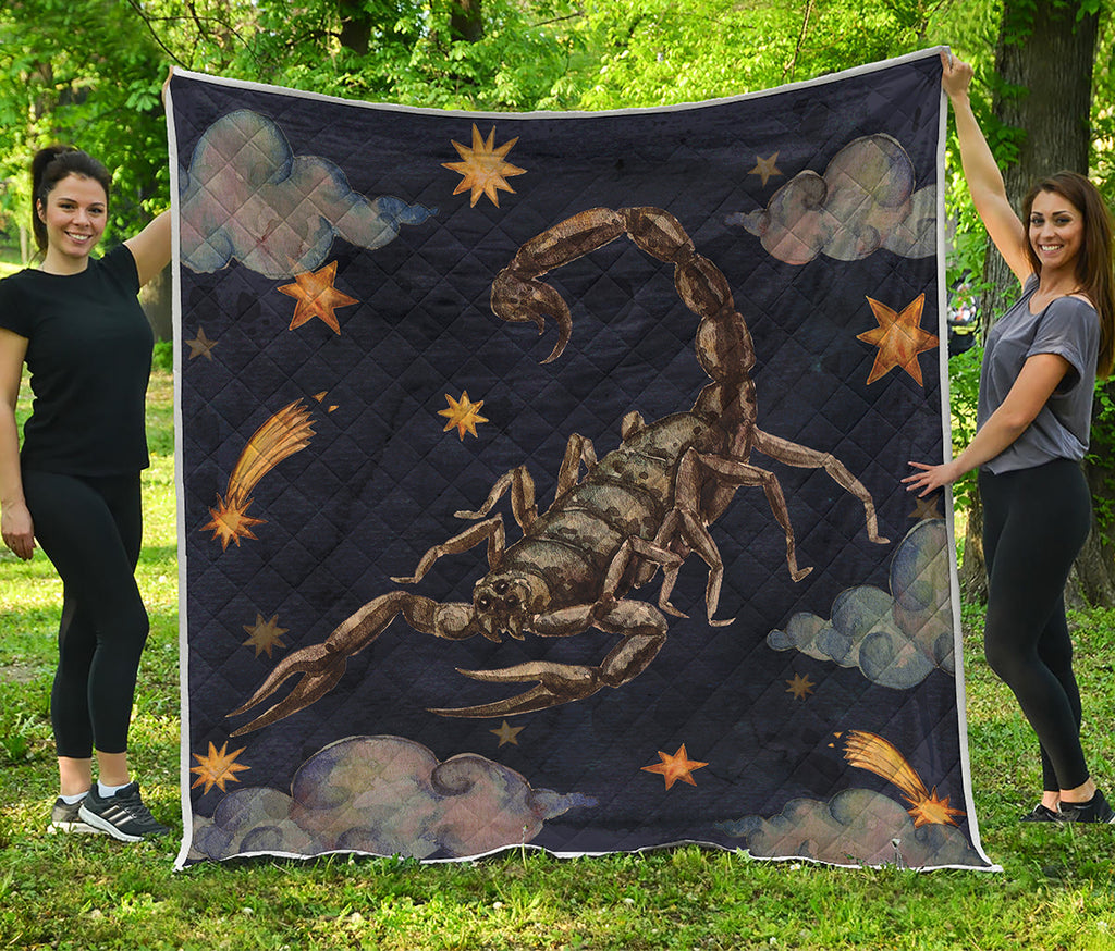 Watercolor Scorpio Zodiac Sign Print Quilt