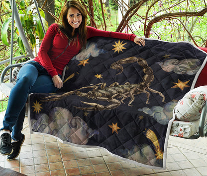 Watercolor Scorpio Zodiac Sign Print Quilt