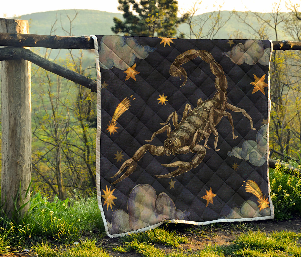Watercolor Scorpio Zodiac Sign Print Quilt