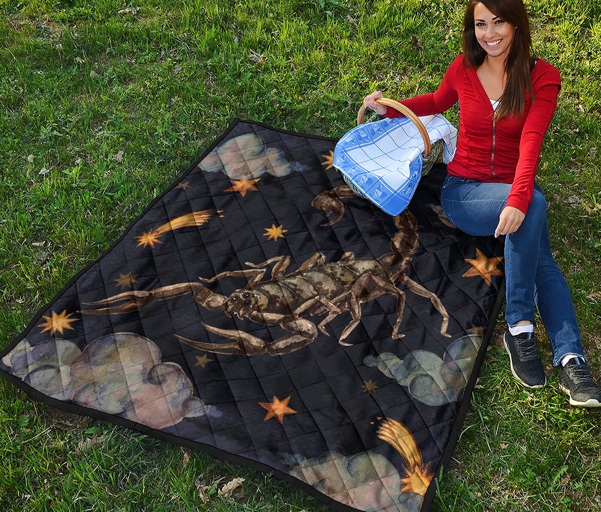 Watercolor Scorpio Zodiac Sign Print Quilt