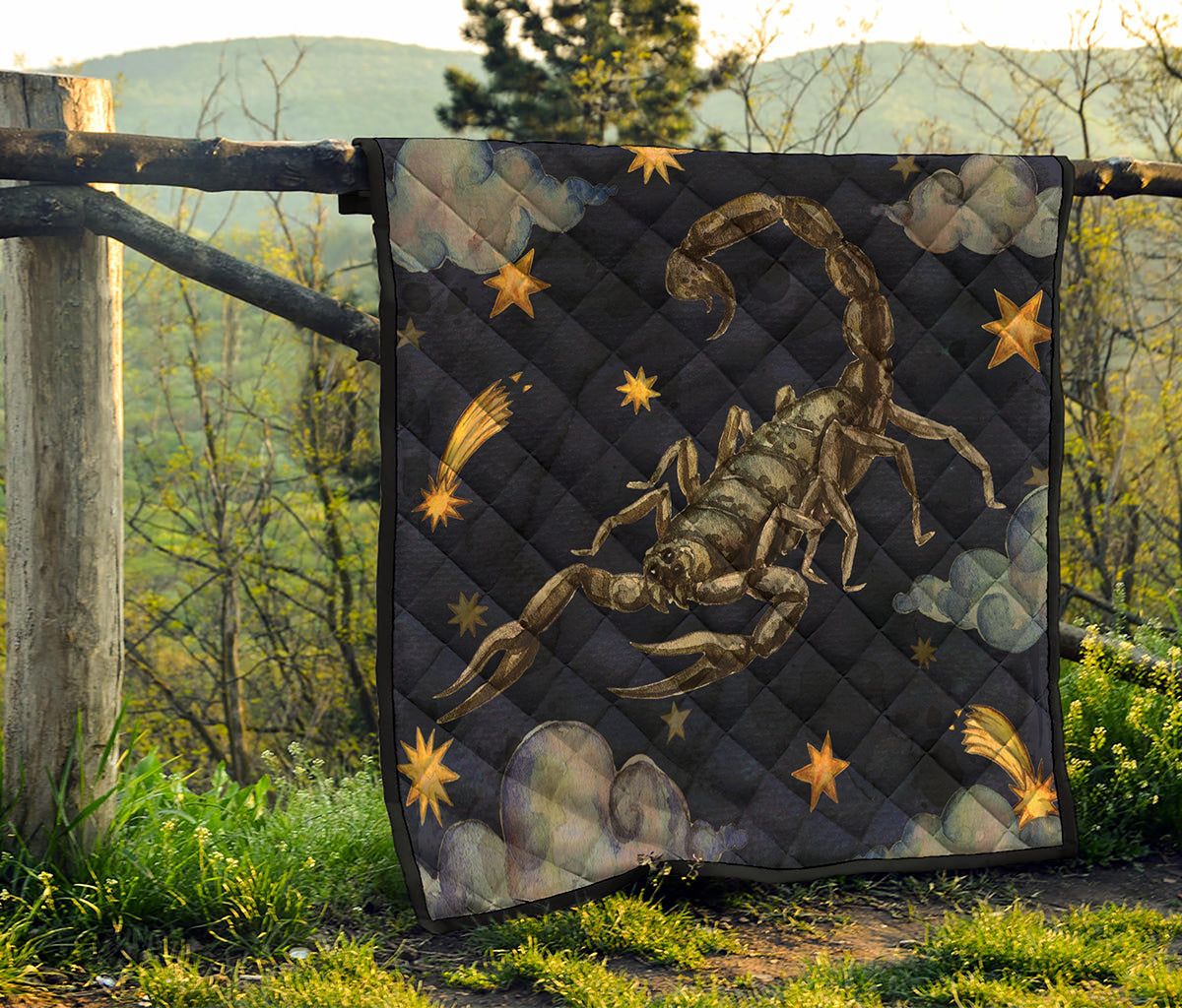 Watercolor Scorpio Zodiac Sign Print Quilt