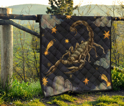 Watercolor Scorpio Zodiac Sign Print Quilt