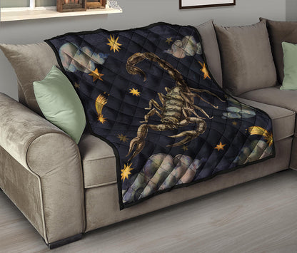 Watercolor Scorpio Zodiac Sign Print Quilt