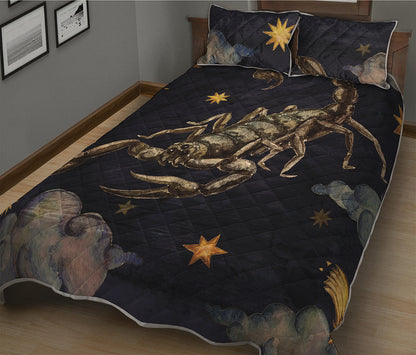 Watercolor Scorpio Zodiac Sign Print Quilt Bed Set