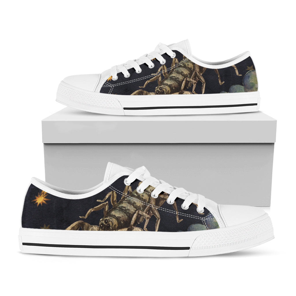 Watercolor Scorpio Zodiac Sign Print White Low Top Shoes