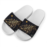 Watercolor Scorpio Zodiac Sign Print White Slide Sandals