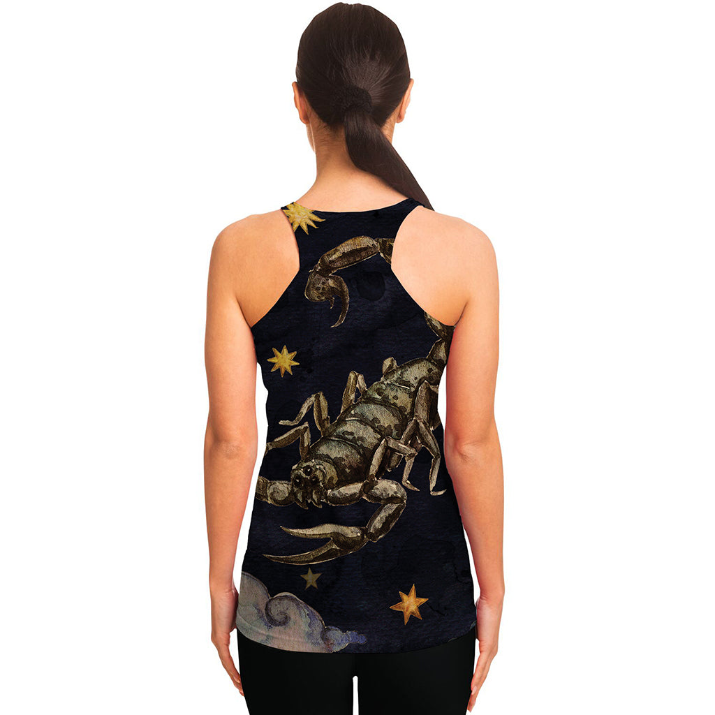 Watercolor Scorpio Zodiac Sign Print Women's Racerback Tank Top
