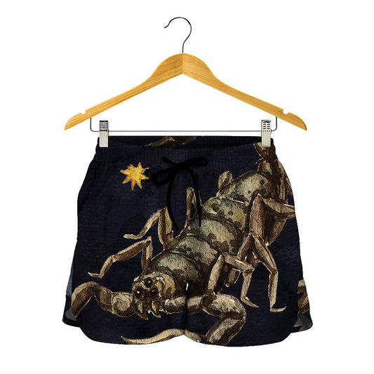 Watercolor Scorpio Zodiac Sign Print Women's Shorts