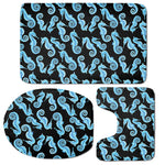 Watercolor Seahorse Pattern Print 3 Piece Bath Mat Set