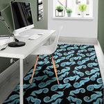 Watercolor Seahorse Pattern Print Area Rug