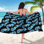 Watercolor Seahorse Pattern Print Beach Sarong Wrap