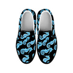 Watercolor Seahorse Pattern Print Black Slip On Shoes