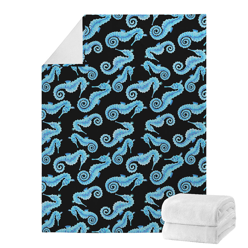 Watercolor Seahorse Pattern Print Blanket