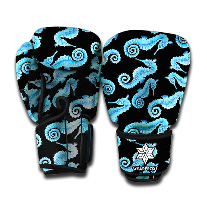Watercolor Seahorse Pattern Print Boxing Gloves
