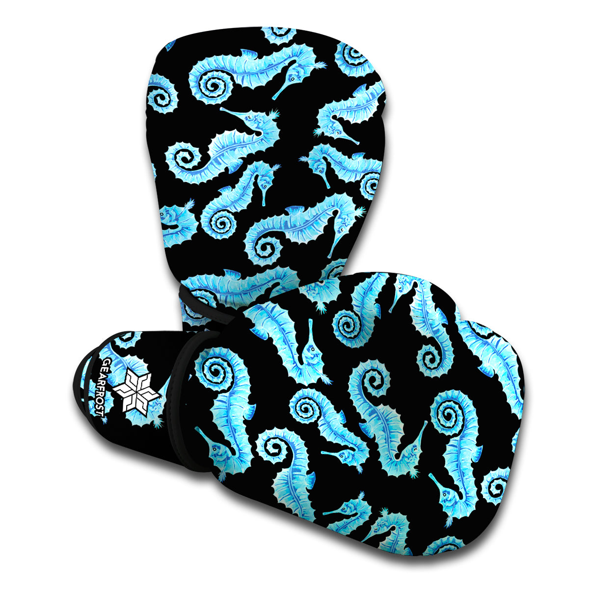 Watercolor Seahorse Pattern Print Boxing Gloves