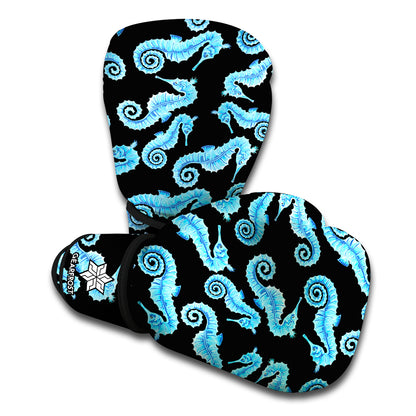 Watercolor Seahorse Pattern Print Boxing Gloves