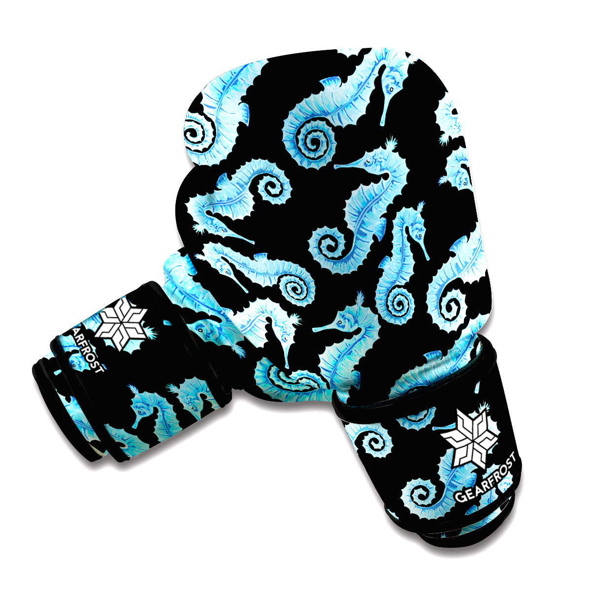 Watercolor Seahorse Pattern Print Boxing Gloves