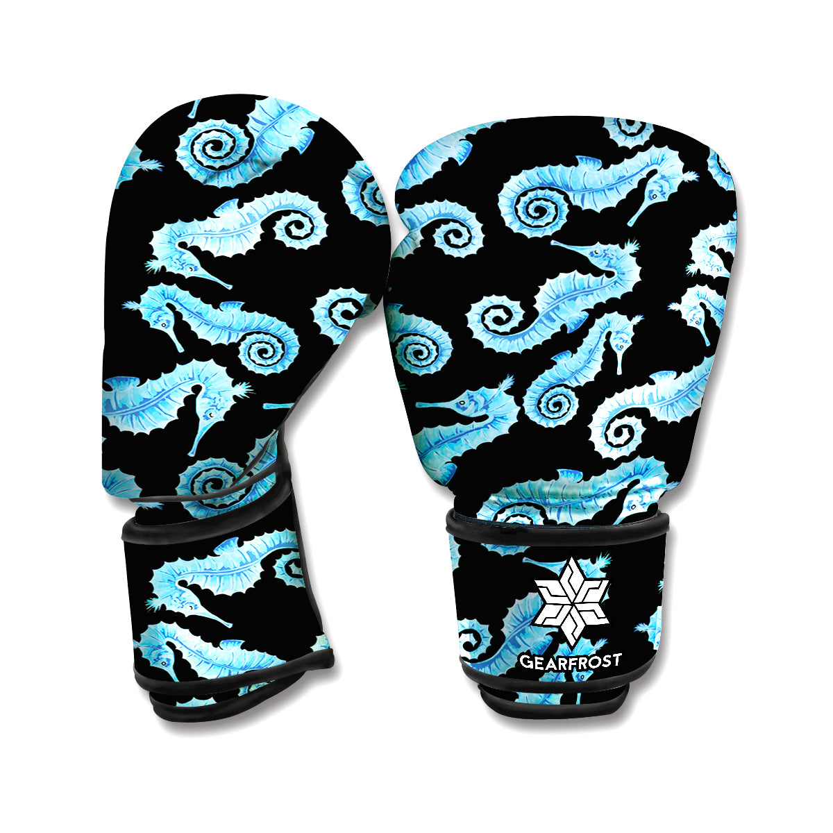 Watercolor Seahorse Pattern Print Boxing Gloves
