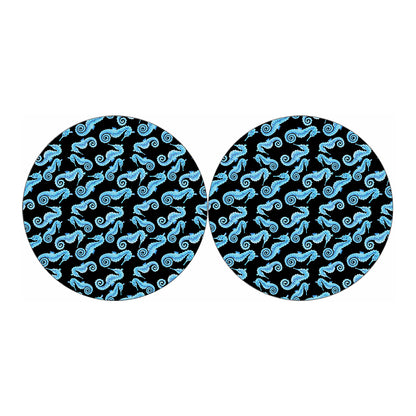Watercolor Seahorse Pattern Print Car Coasters