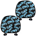 Watercolor Seahorse Pattern Print Car Headrest Covers