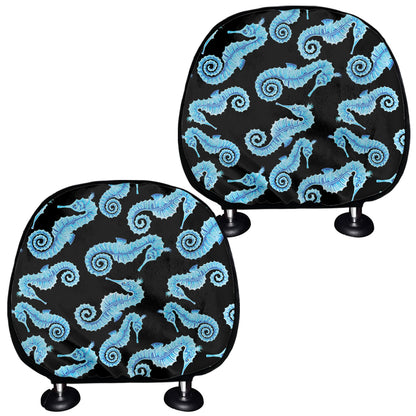 Watercolor Seahorse Pattern Print Car Headrest Covers