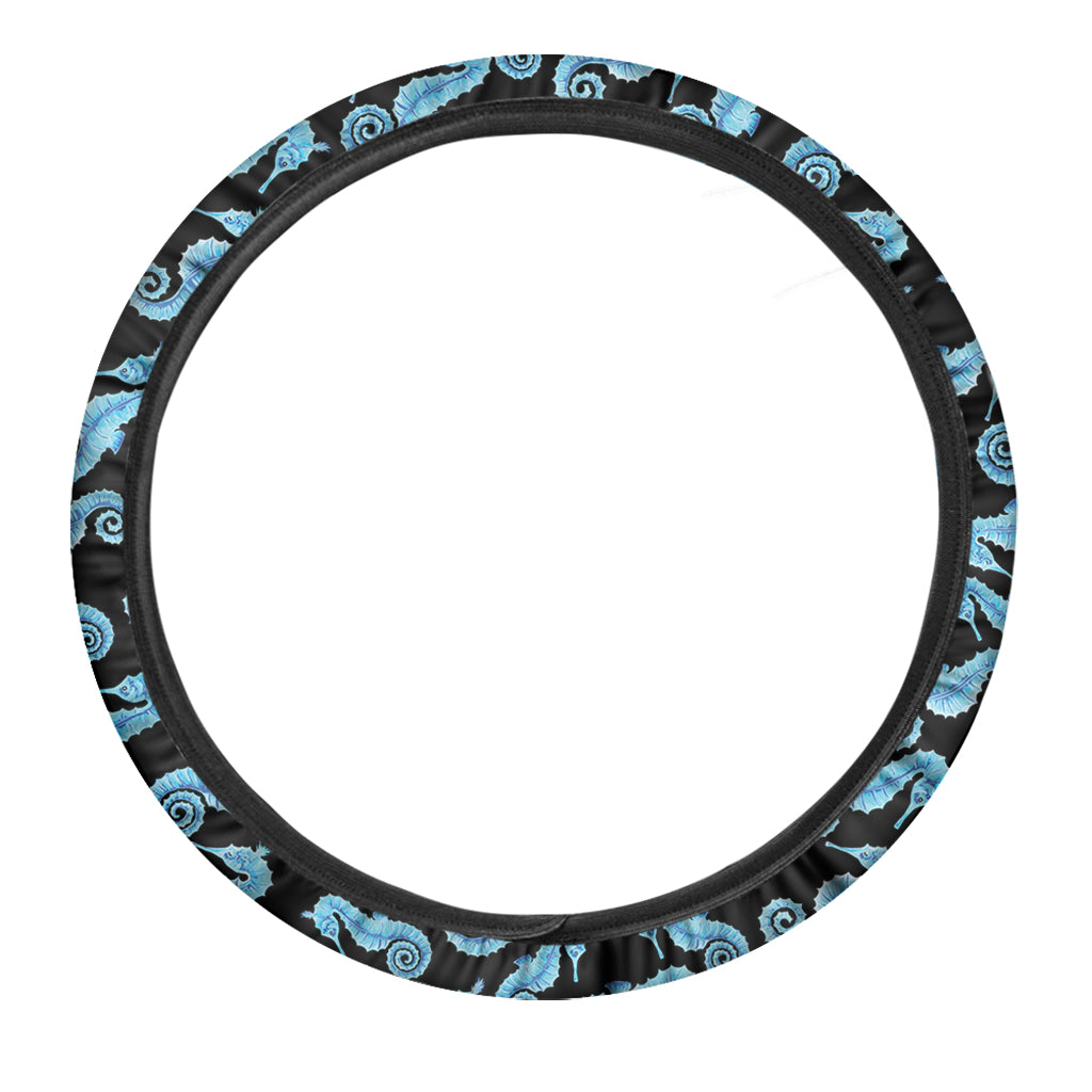 Watercolor Seahorse Pattern Print Car Steering Wheel Cover