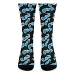 Watercolor Seahorse Pattern Print Crew Socks