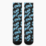 Watercolor Seahorse Pattern Print Crew Socks