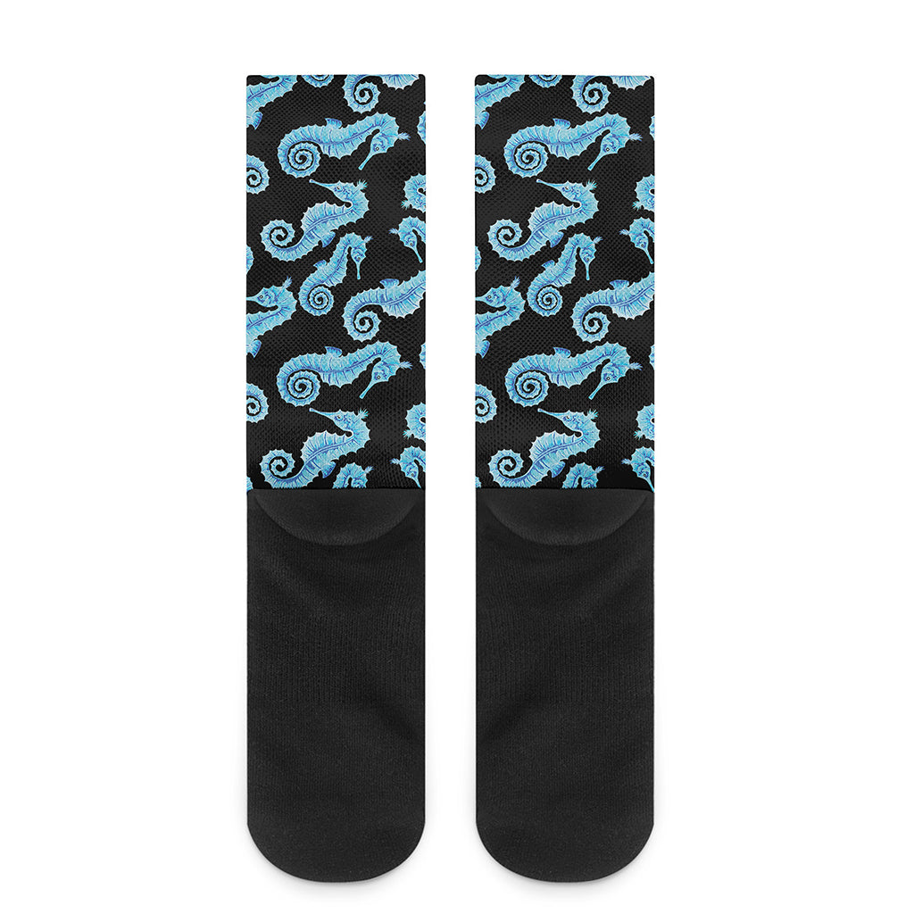 Watercolor Seahorse Pattern Print Crew Socks