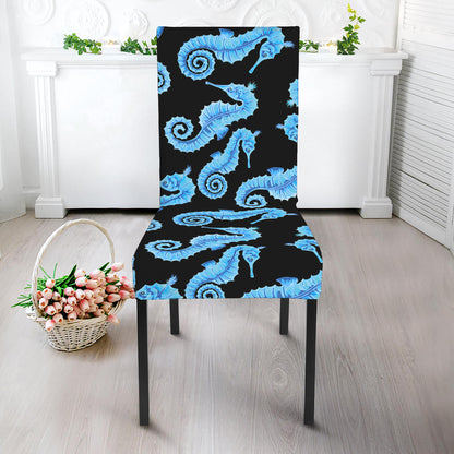 Watercolor Seahorse Pattern Print Dining Chair Slipcover