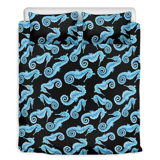 Watercolor Seahorse Pattern Print Duvet Cover Bedding Set