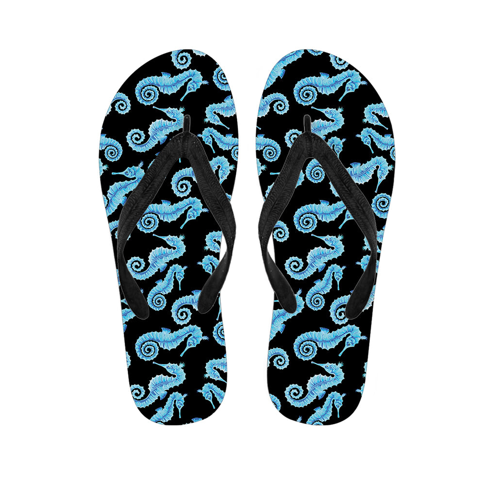Watercolor Seahorse Pattern Print Flip Flops