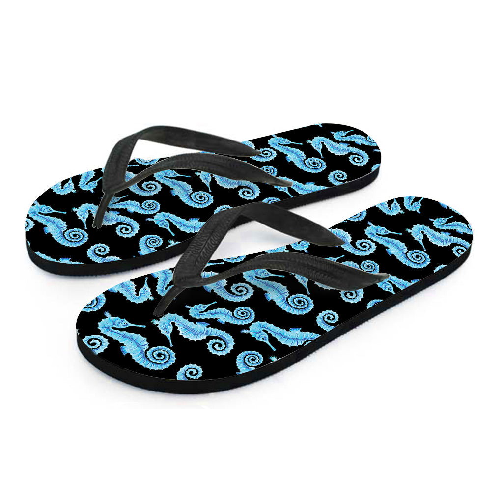 Watercolor Seahorse Pattern Print Flip Flops