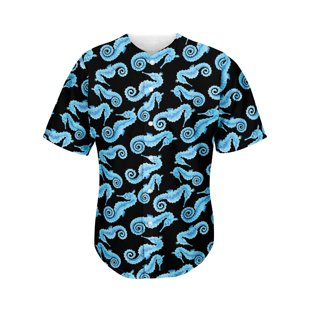 Watercolor Seahorse Pattern Print Men's Baseball Jersey