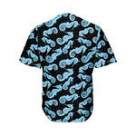 Watercolor Seahorse Pattern Print Men's Baseball Jersey