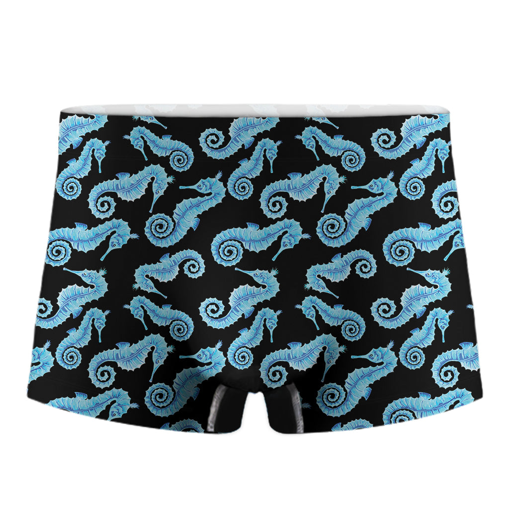 Watercolor Seahorse Pattern Print Men's Boxer Briefs