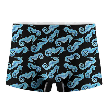 Watercolor Seahorse Pattern Print Men's Boxer Briefs