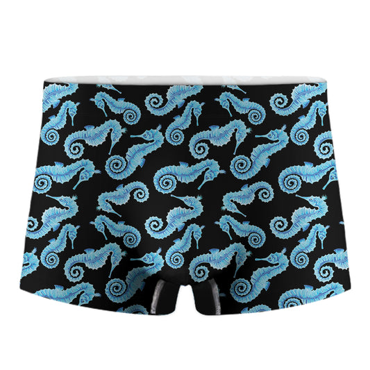 Watercolor Seahorse Pattern Print Men's Boxer Briefs