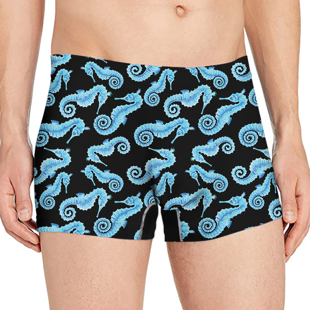 Watercolor Seahorse Pattern Print Men's Boxer Briefs