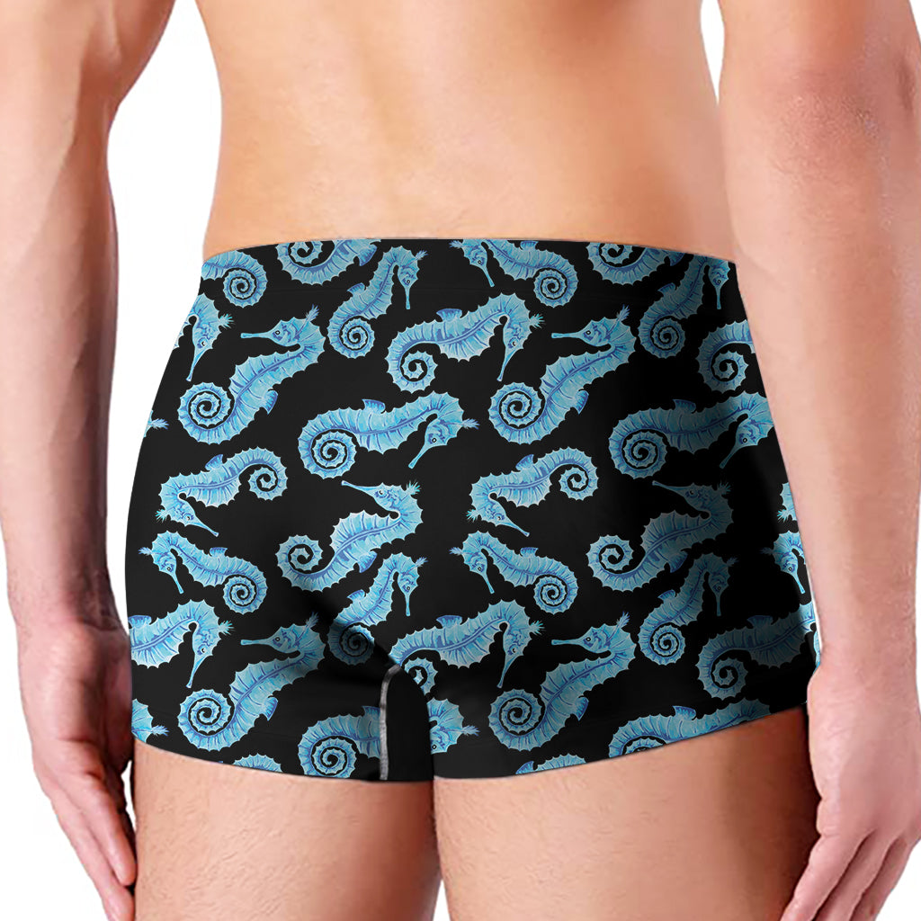 Watercolor Seahorse Pattern Print Men's Boxer Briefs