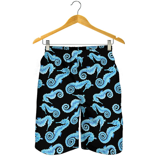 Watercolor Seahorse Pattern Print Men's Shorts