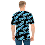 Watercolor Seahorse Pattern Print Men's T-Shirt