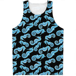 Watercolor Seahorse Pattern Print Men's Tank Top