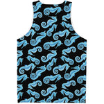 Watercolor Seahorse Pattern Print Men's Tank Top