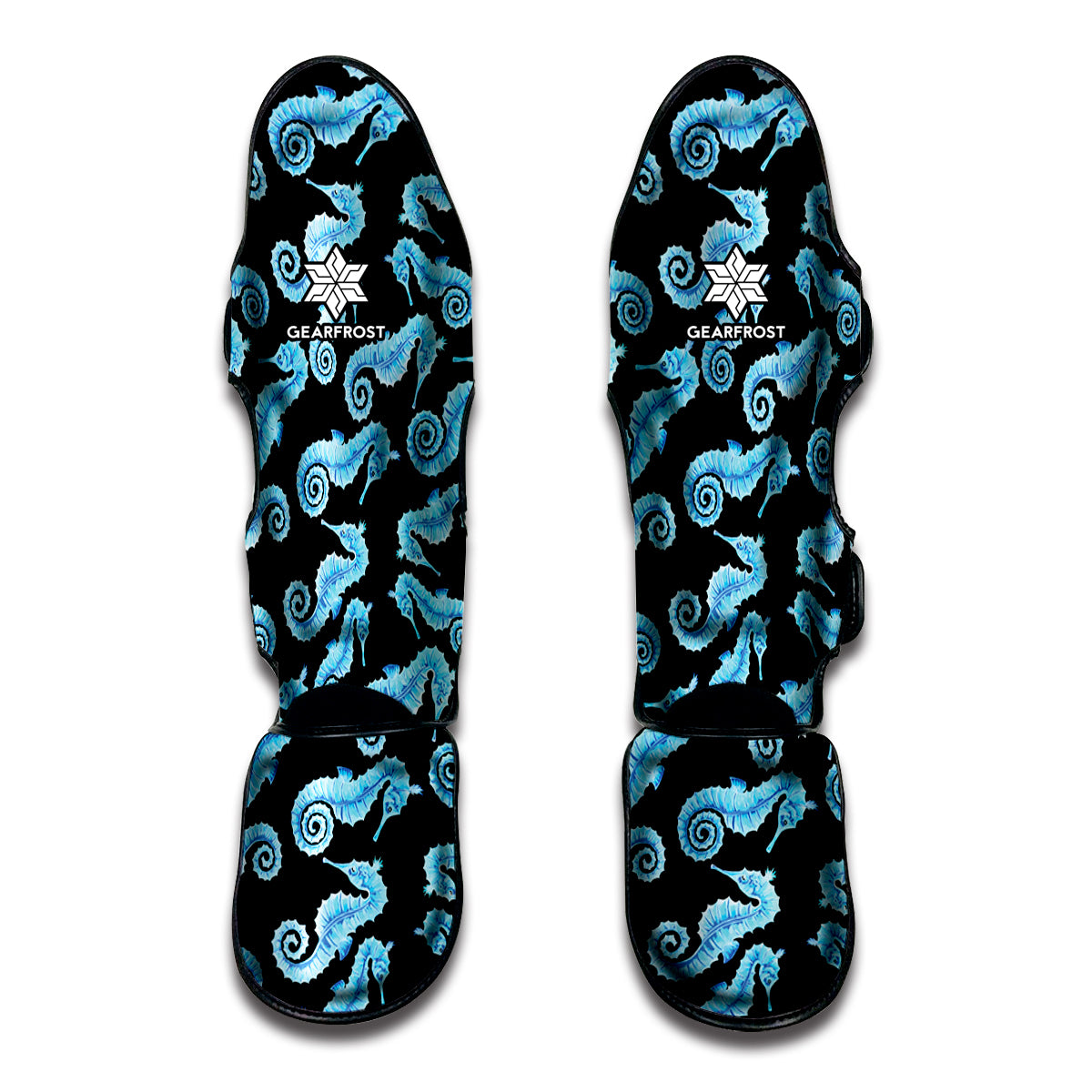 Watercolor Seahorse Pattern Print Muay Thai Shin Guard