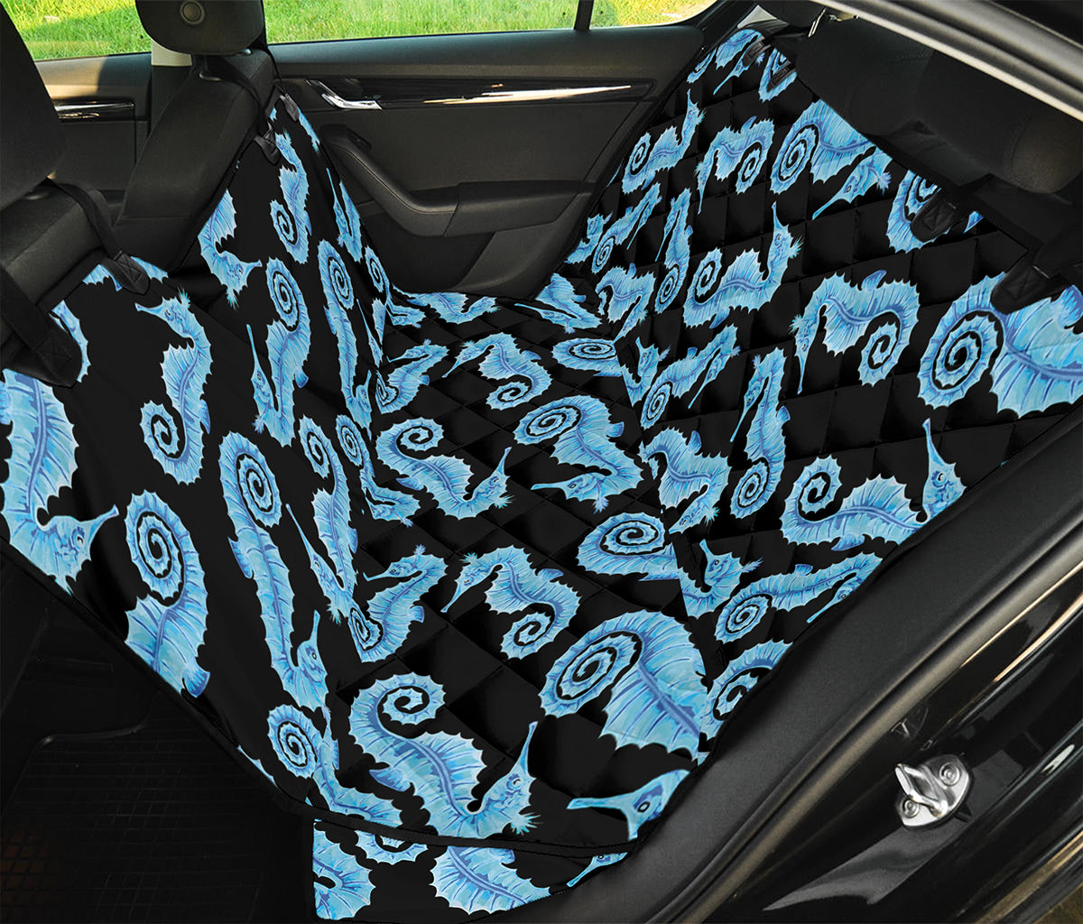 Watercolor Seahorse Pattern Print Pet Car Back Seat Cover